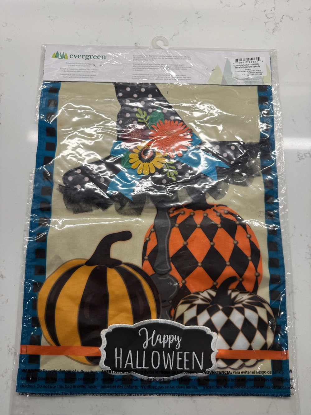 Happy Halloween Garden Flag - Orange, Black, Teal - Picture 3 of 3